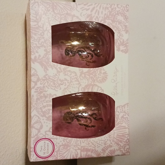 Lilly Pulitzer Set of 2 stemless wine glass - Picture 2 of 7